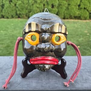 Vintage Traditional Korean Hahoetal Wood Hand Carved Mask Ceremonial Marked